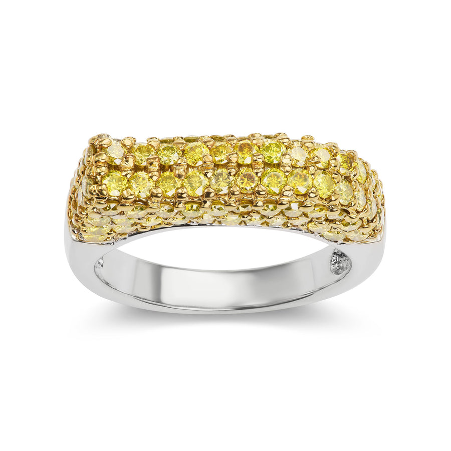Yellow Diamond Ring with 87-Diamond All Over Pavé