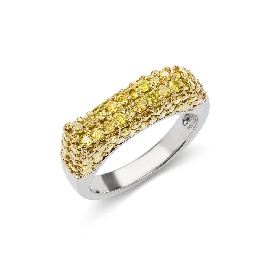 Yellow Diamond Ring with 87-Diamond All Over Pavé