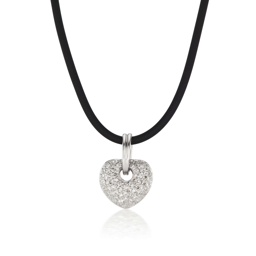 Large All Over Diamond Pavé Necklace and Pendant Set in White Gold