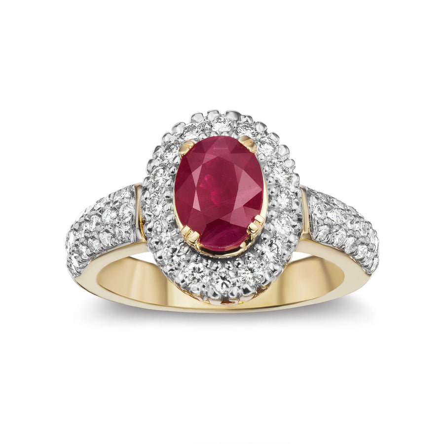 Ruby Micro Pavé Diamond Anniversary Ring in White or Yellow Gold