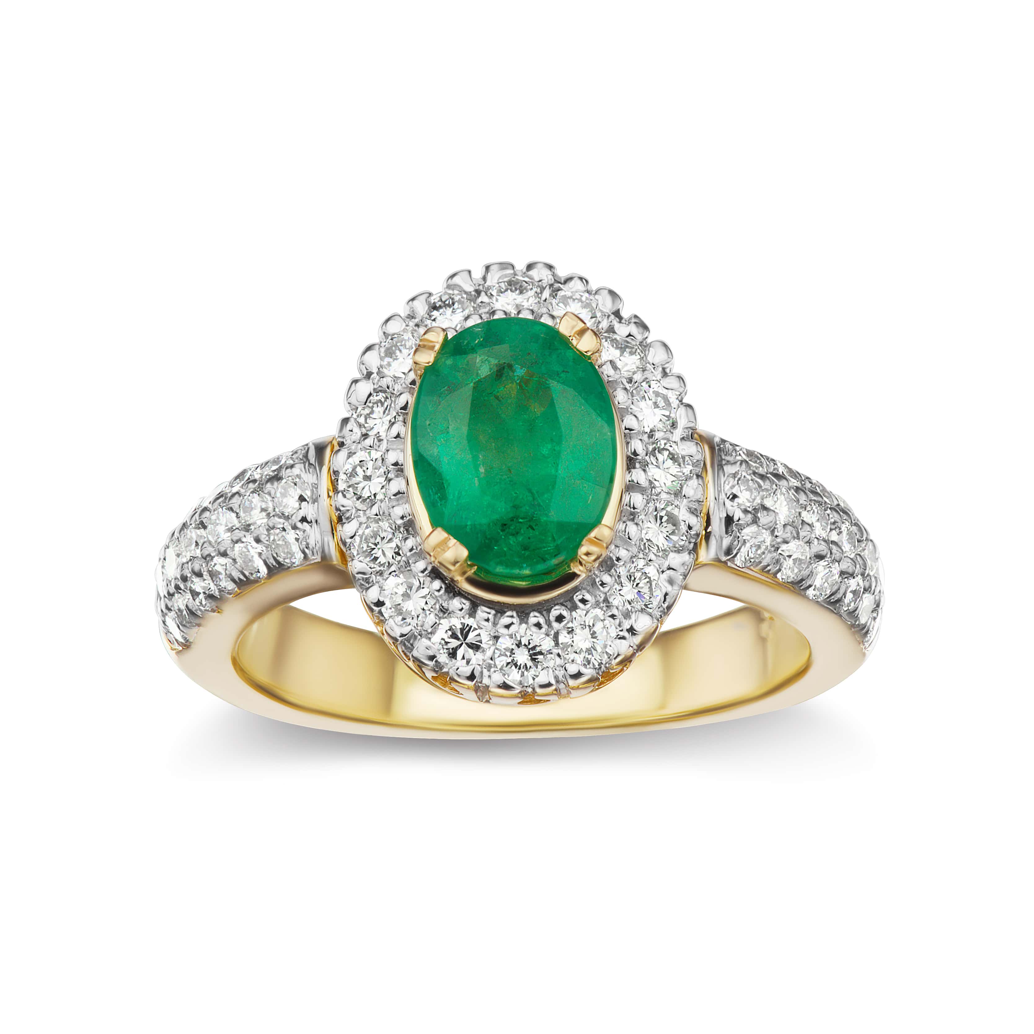 Halo Diamond Emerald Cocktail Ring in White or Yellow Gold – Z Kaptive ...