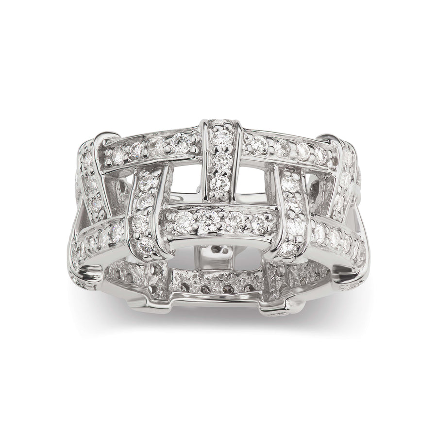 All Over Diamond Double Band Woven Ring