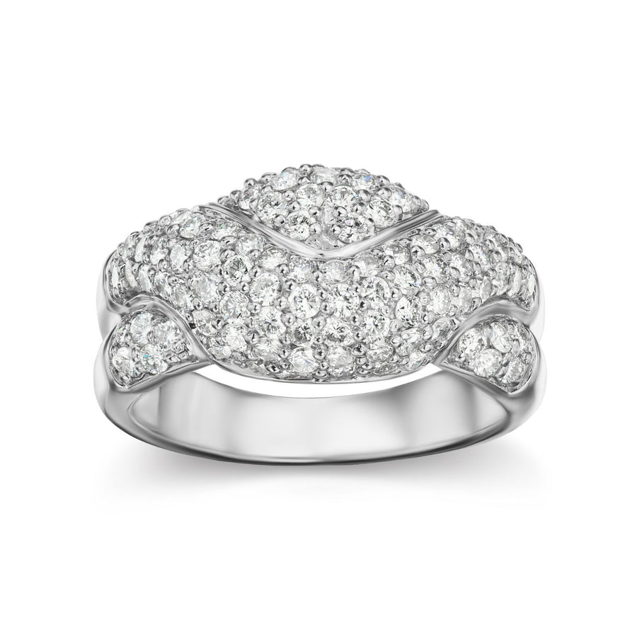 Pavé Diamond Cocktail Ring in White or Yellow Gold