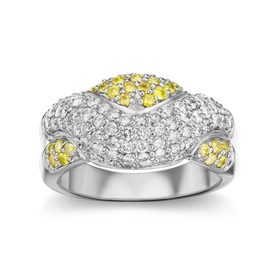 Yellow and White Diamond Pavé Anniversary Ring