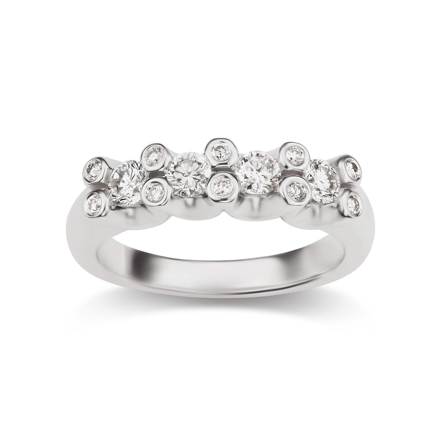 Fancy Quadruple Diamond Band with Diamonds in White or Yellow Gold
