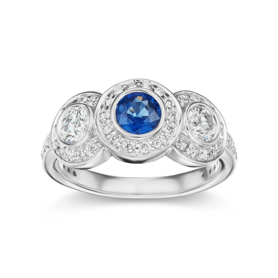 Sapphire and Diamond Ring in White or Yellow Gold