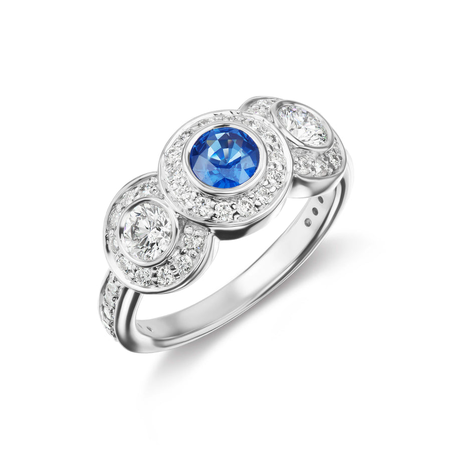 Sapphire and Diamond Ring in White or Yellow Gold